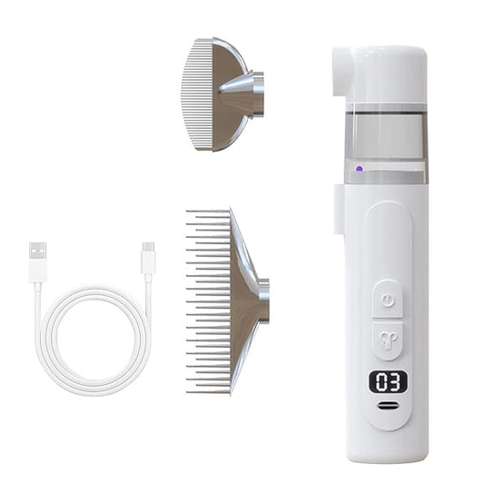 Electric Nit Comb, Electric Louse Comb Wireless Rechargeable, 2-in-1 Vacuum Nit Combs with Fine-toothed Design, Portable Flea Remover for Pets, Multifunctional Hair Treatment Tool