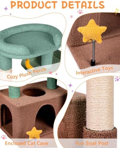 Small Cat Tree, Compact 30" Cat Tower for Indoor Kittens - Image 3