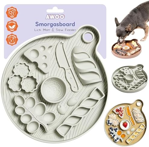 Dog Lick Mat - Silicone Slow Feeder with Suction Cups - for Fast Eaters by AwooPetEssentials