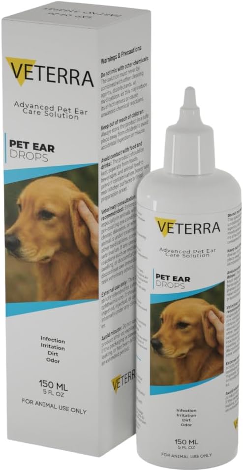 Dog Ear Drops | Ear Cleaner for Dogs & Cats | Treats Ear Infections, Soothes Itching, Reduces Wax Buildup & Odor | Effective Relief for Ear Allergies 150 ml (5 fl oz)
