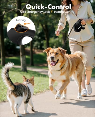 Pecute Dog Leash Retractable 26ft with Chew Proof Extender for 33-110 lbs - Image 5