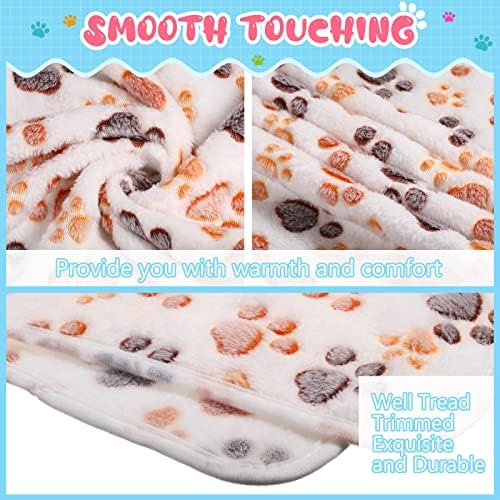 Tatuo 4 Pack Fleece Dog Blanket for Pet,White,30 x 20.5 Inch,Paw - Image 3