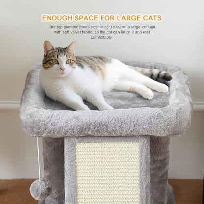 17.1-inch Small Cat Tree Tower with Scratching Post for Indoor Cats,Light Grey - Image 5