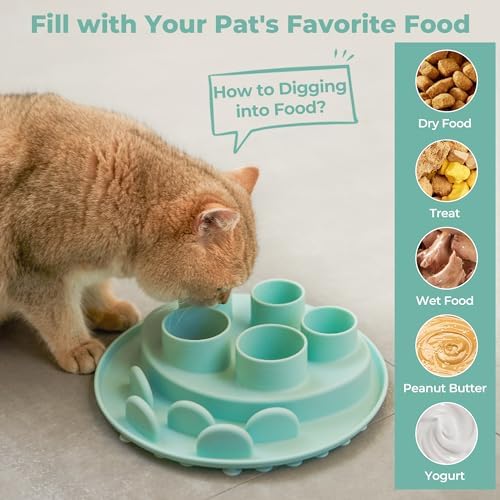 Puzzle Feeder Slow Feeder, Interactive Cat Puzzle Toy for Mental Stimulation, Silicone Cat Enrichment Toys, Reduces Boredom and Trains Intelligence, Green - Image 5