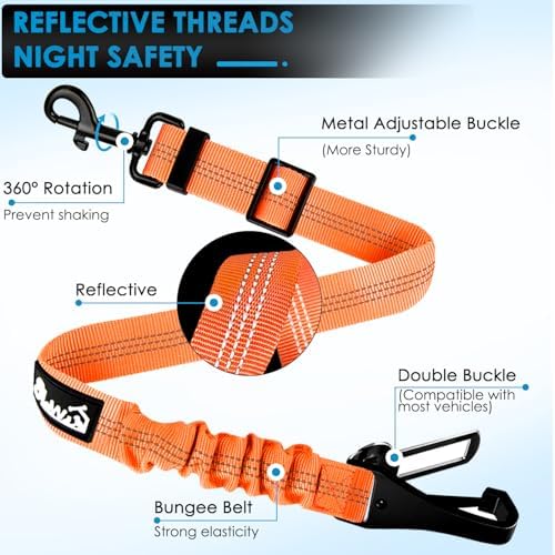 Lukovee Dog Seat Belt, 2 Pack, 3-in-1 Headrest & Seatbelt Clip & Latch - Image 4