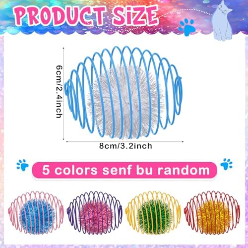 Jecery 5 Pcs Cat Toys Spring,Glitter Balls,Multicolor - Image 2