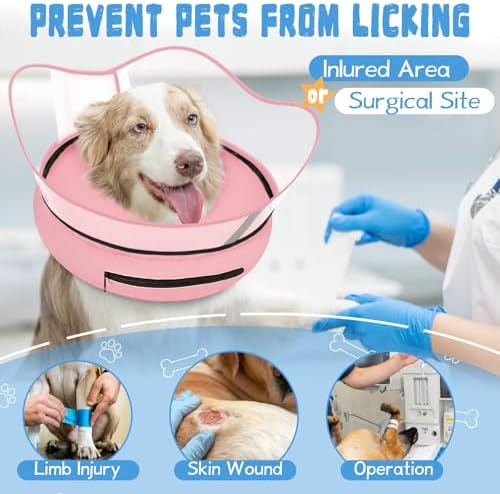 Elevated Inflatable Dog Cone Collar Alternative After Surgery, Dog Donut Collar, Soft Pet Cone to Stop Licking for Small Medium Large Dogs - Image 2