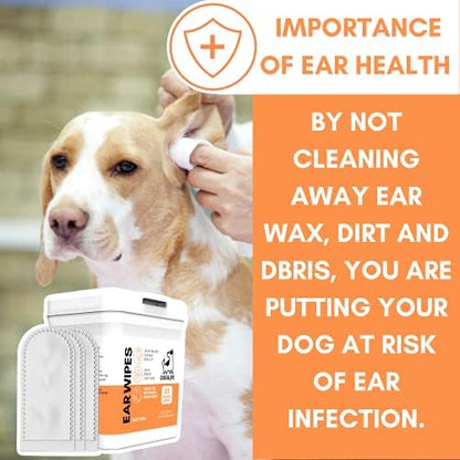 Dog Ear Wipes for Dogs | Ear Cleaning Wipes | Remove Wax, Dirt & Odor | Soothe Itchy Smelly Ears | 50 Soothing Aloe Vera Dog Ear Cleaner Finger Wipes - Image 6