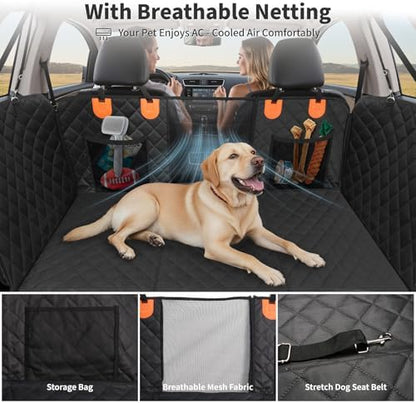 HOTEAGLE Pet Car Seat Cover with 3 Separate Hard Bottom Plates, Ideal for Car/SUV/Small Trucks, Back Seat Extender for Dogs Holds 400lbs, Black - Image 4