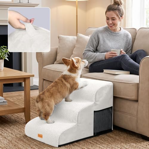Dog Stairs for Small Dogs, 3-Step Non-Slip Foam Pet Steps for Couch Bed - Image 7