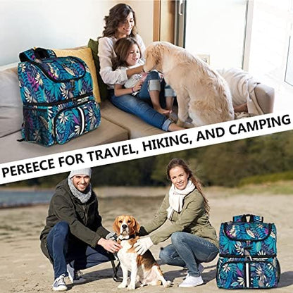 BAGLHER Pet Travel Bag, Double-Layer Pet Supplies Backpack (for All Pet Travel Supplies), Pet Travel Backpack with 2 Silicone Collapsible Bowls and 2 Food Baskets Hawaii - Image 7