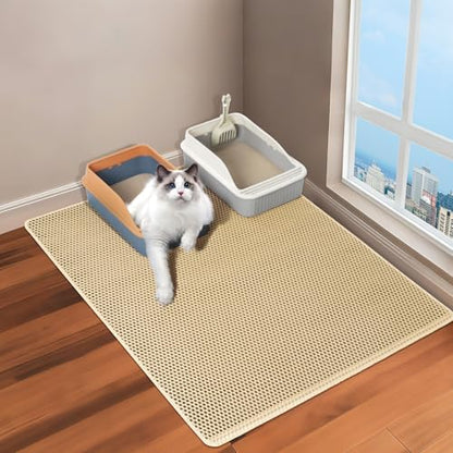 GRELY XL 47 x 28 Extra Large Double Layer Cat Litter Mat, Kitty Box Mat, Waterproof Urine Proof Non-Slip Cats Rug for Pet,Litter Trapping Mat by JCHGrely