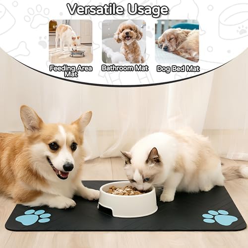 Dog Cat Food Mat, Absorbent Pet Feeding Mat for Food and Water Bowl - Image 6