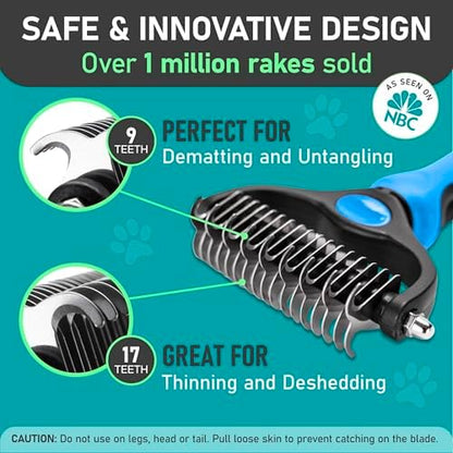Maxpower Planet Pet Grooming Rake and Mini Pet Hair Remover Tool, Undercoat Rake for Dogs & Hair Remover for Car Carpet, Cat Fur Removal and Double-Sided Deshedding Dematting Tool for Dogs and Cats - Image 3