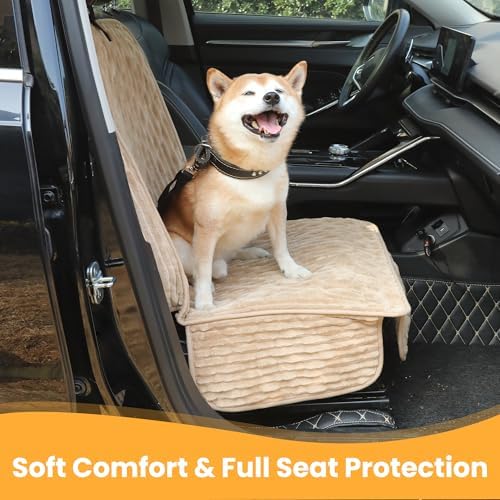 Dog Car Seat Cover, Waterproof Non-Slip Pet Mat, LightCoffee Front Seat - Image 2