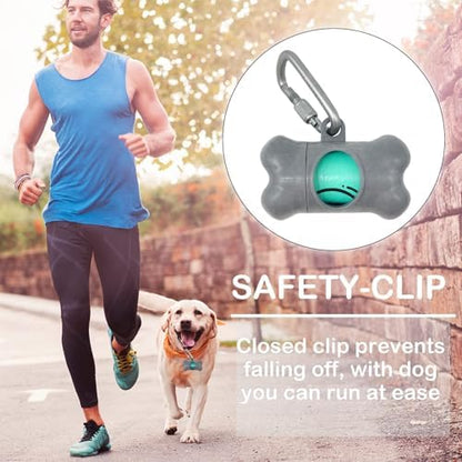 Dog Poop Pickup Bags Holder Dispenser with Standard-Sized Leak-Proof Scented Doggy Waste Bags and Carabiner with Safety Lock&Fastener Never Loose on Leash Lead Again (2 Holders 30 Bags, Grey) - Image 3