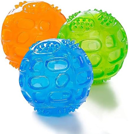 ACEONE Dog Squeaky Ball, Pet Squeak Chew Bouncy Rubber Toy Balls for Small Medium Dogs Indestructible Exercise Training Playing (3 Balls) by ACEONEPetSupplies