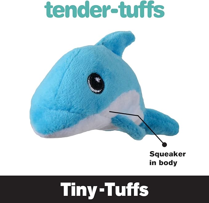 SmartPetLove Snuggle Puppy Tender-Tuffs Small Dog Toys - Dolphin Dog Toy for Small Breeds with Puncture Resistant Squeaker