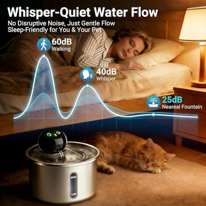 Cordless Cat Water Fountain, 3L Stainless Steel Quiet Pet Water Fountain - Image 6