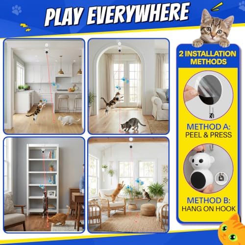 Automatic Laser Cat Toy with Interactive Flying Bird Feather, Natural White - Image 5