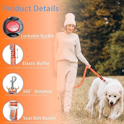Seyezo Dog Car Seat Belt for Car, 2 Piece Set Retractable Dog Car Harness Adjustable Reflective Dog Seatbelt for Vehicle Headrests, Dog Safety Restraint Seatbelt Heavy Duty& High Elastics, Orange - Image 2