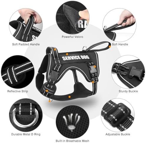 WINSEE Tactical Dog Harness, No Pull Dog Harness for Medium Large Dogs with Handle & Molle, Military Service Dog Vest Harness in Training Pet Harness for Small Dogs - Image 3