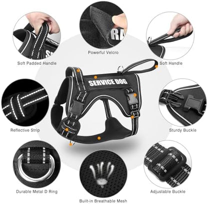 WINSEE Tactical Dog Harness, No Pull Dog Harness for Medium Large Dogs with Handle & Molle, Military Service Dog Vest Harness in Training Pet Harness for Small Dogs - Image 4