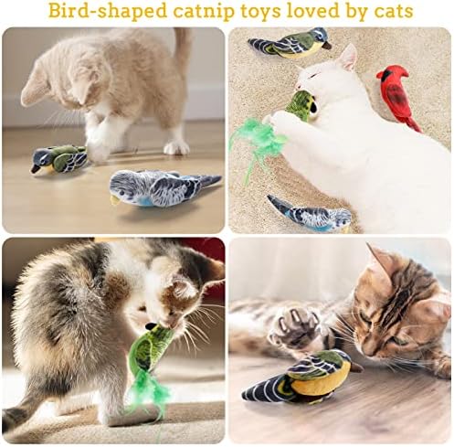 Cat Catnip Toys Interactive Cats 4pcs Kitten Plush Nip Chew Bird Toy with Crinkle Paper Pet Best Treats Stuffed Pillow Cute Teething Play Gifts Soft Kick Sound Supplies for Indoor Kitty - Image 5