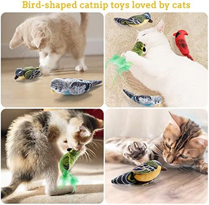 Cat Catnip Toys Interactive Cats 4pcs Kitten Plush Nip Chew Bird Toy with Crinkle Paper Pet Best Treats Stuffed Pillow Cute Teething Play Gifts Soft Kick Sound Supplies for Indoor Kitty - Image 5