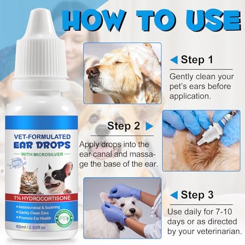 2Pack Ear Infection Treatment Drops for Dogs and Cats,with 1% Hydrocortisone Soothing Dog Yeast Infection, Itchy Ear Relief-Treats Ear Infections for Dogs & Cats - 2 fl oz - Image 3
