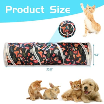 Cat Tunnel, 2-Way Cat Tunnels for Indoor Cats, Collapsible Cat Play Tunnel, Interactive Toy Maze Cat House with 2 Play Ball for Cats, Puppy, Kitty, Kitten, Rabbit - Image 5