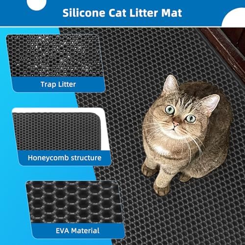Cat Litter Mat for Litter Box Washable Urineproof (Black, 23.6×35.4inch) - Image 4