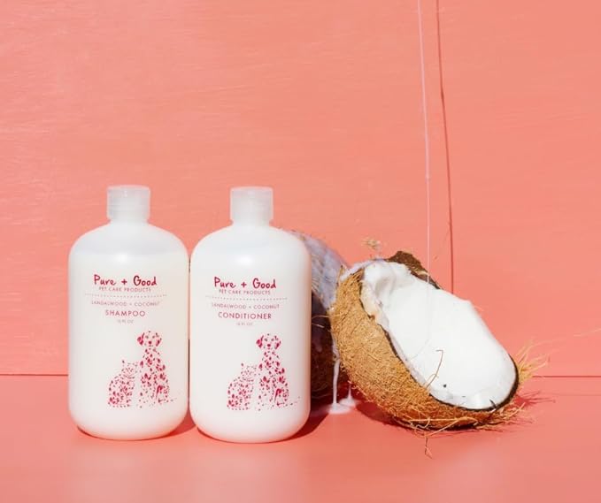Shampoo and Conditioner Set, Formulated for All Pets, Gentle and Cleansing, Made in The USA, Cruelty Free, 16 fl oz (Sandalwood + Cocon)