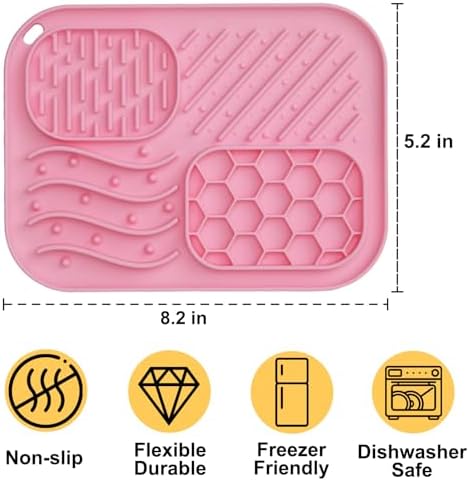 Lick Mat for Cat & Puppy, Premium Silicone Slow‑Feeder Bowl, BPA‑Free, Food‑Grade, Suction‑Cup Design for Dry & Wet Food – Anxiety & Boredom Relief, Dishwasher & Freezer Safe, Pink - Image 2