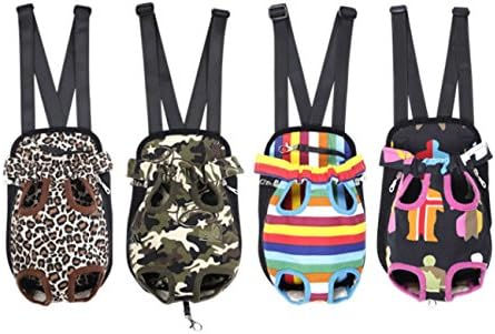 Pet Dog Puppy Cat Carrier Five Holes Backpack Double Shoulder Straps Canvas Cotton Front Chest Backpack Bag(Camouflage, Medium) - Image 2