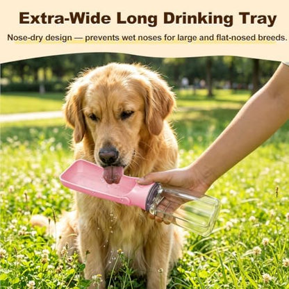 Foldable Dog Water Bottle, 19 oz Leak Proof Portable Dispenser (Pink) - Image 2