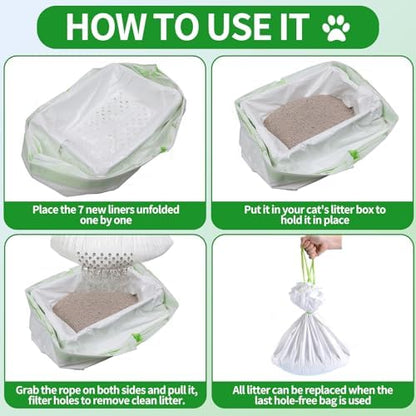 28 Count Cat Litter Box Liners with Holes, Cleaning Supplies with Durable Drawstring, Heavy Duty Self-Cleaning Cat Litter Bags, Thick Scratch Resistant (28) - Image 6