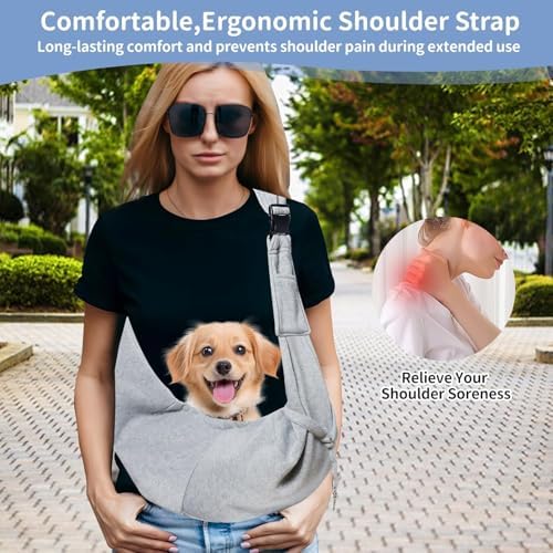 CONLI Small Dog Carrier Sling with Adjustable Strap & Dual Safety - Features Storage Pocket & Detachable Treat Pouch, Hands-Free Pet Sling for Chihuahuas, Yorkies Under 12lbs for Walking, Hiking - Image 6