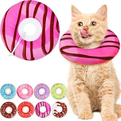 Cat Cone Collar Soft, Cute Cat Donut Collar After Surgery, Adjustable Kitten Recovery Cones to Stop Licking, Lightweight Neck Elizabethan Collars for Cats Kittens (Chocolate Pink, Small) by Unknown