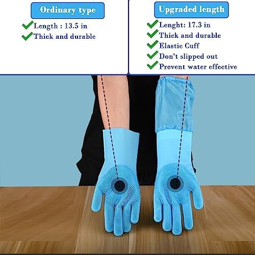 Pet Grooming Gloves Pet Hair Remover Cat, Dog Washing Gloves Silicone Heat Resistant Cleaning Gloves with High-Density Teeth Grooming Gloves for Dogs, Cats, Horses, Rabbits (2 Pairs - Blue) - Image 2