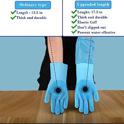 Pet Grooming Gloves Pet Hair Remover Cat, Dog Washing Gloves Silicone Heat Resistant Cleaning Gloves with High-Density Teeth Grooming Gloves for Dogs, Cats, Horses, Rabbits (2 Pairs - Blue) - Image 2