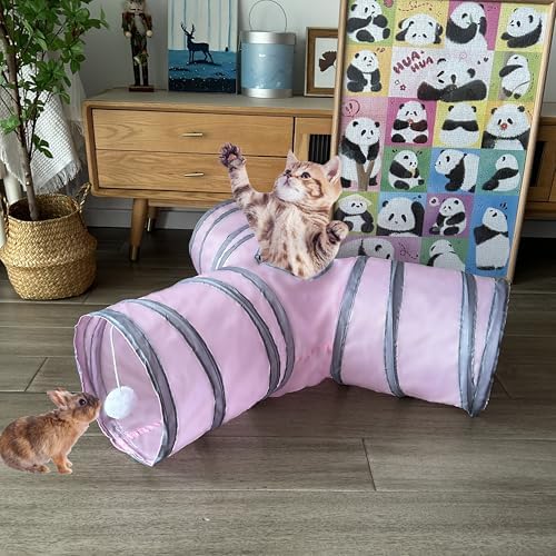 3-Way Collapsible Cat Tunnel Tube Toy Pink - Image 6