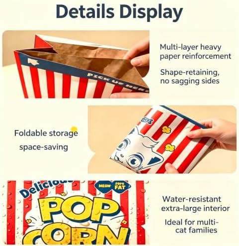 Large Crinkle Cat Sack 25.6 x 19.7 Inch Foldable Kraft Paper Cat Play Bag, Interactive Cat Hideaway Tunnel Toy, Multifunctional Cat House Decor for Kittens Small Pets - Image 4