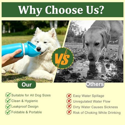 2 in 1 Foldable Dog Water Bottle, Leakproof Portable Pet Dispenser, Blue - Image 7