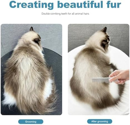 4.6 Inches Stainless Steel Pet Comb for Dogs & Cats, Metal Detangling Grooming Tool for Long & Short Haired Pets, Anti-Static Cat Comb with Rounded Teeth for Matted Fur Removal & Shedding Control - Image 5