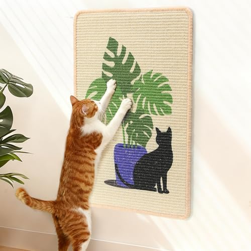 FUKUMARU Sisal Cat Scratching Mat, 23.6 x 15.7 Inch Cat Scratch Pad Wall by FUKUMARU
