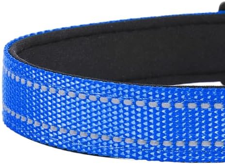 Reflective Dog Collar, Adjustable Soft Neoprene Padded,Navy Blue,M - Image 5