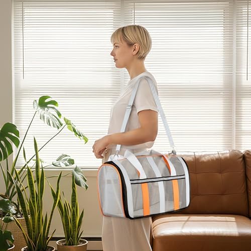 Soft Sided Pet Carrier, Airline Approved Dog Cat Travel Bag with Mesh Windows, Collapsible Portable Pet Carrier for Small Medium Dogs Cats (Orange) - Image 6