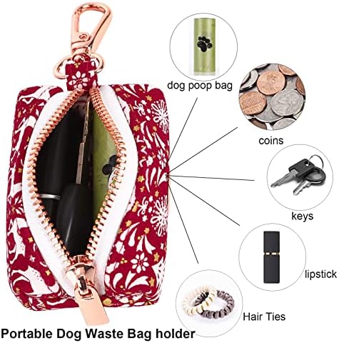 ARING PET Dog Waste Bag Dispenser, Cotton Doggy Poop Bags Holders Attach to Any Leashes, Portable Washable Christmas Pet Waste Pouch Dispenser with Metal Zipper - Image 2
