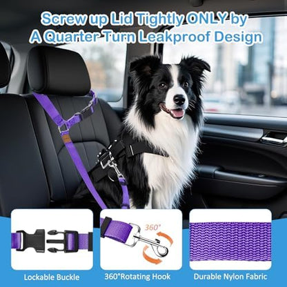 3 Pack Dog Seat Belt for Car, Car Headrest Restraint Adjustable Nylon Fabric, Dog Restraints Vehicle Seatbelts Harness (Black & Red & Purple) - Image 2